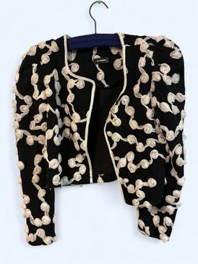 ZC Studio 3D Floral Textured Jacket - Black & White - Size S (PTP 18.5")